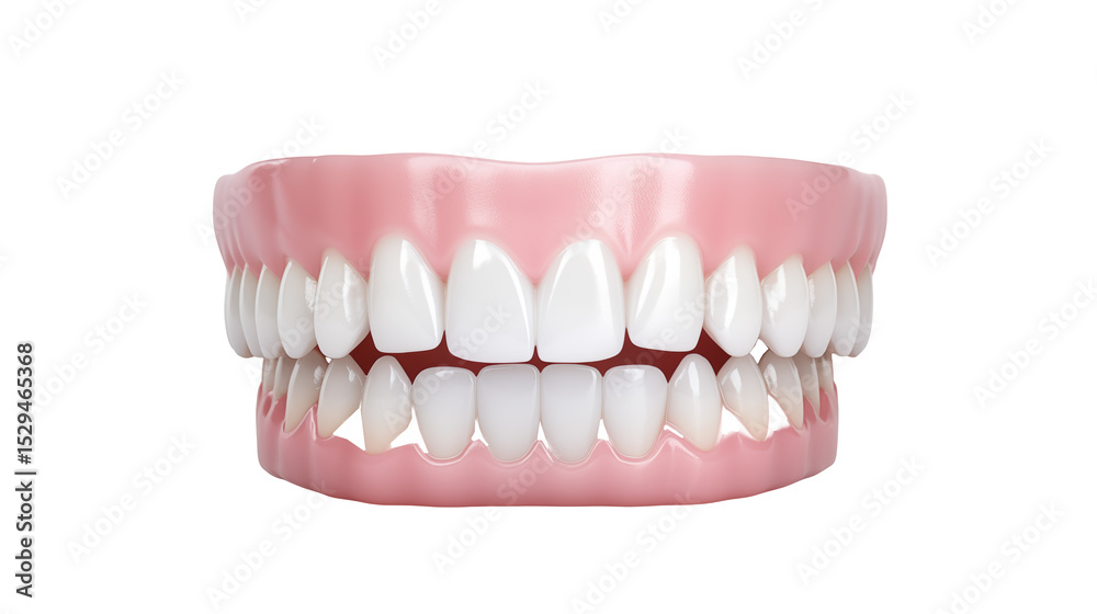 Obraz premium Human Teeth Model Displaying Healthy and Slightly Misaligned Bite