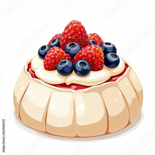 Delicious fruit tart with raspberries and blueberries on top  