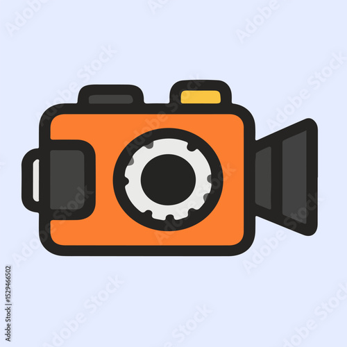 Video camera vector in orange style, perfect for creative projects, suitable for modern visuals.