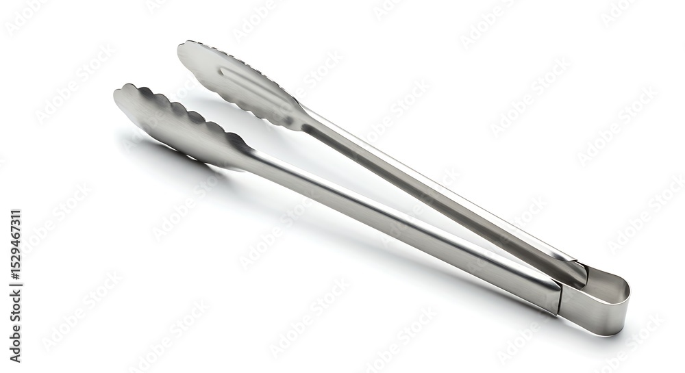 Fototapeta premium Stainless Steel Kitchen Tongs Isolated on White