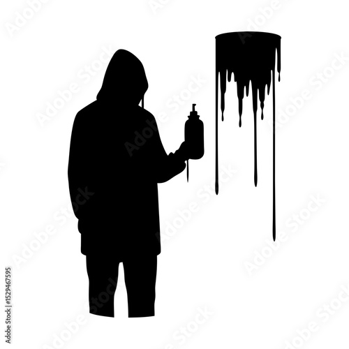 Silhouette graffiti artist with spray paint