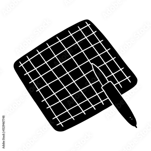 Waffle breakfast food with knife vector art silhouette
