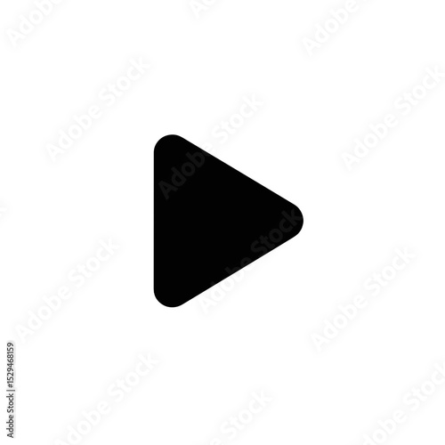 Black play button icon on a white background  