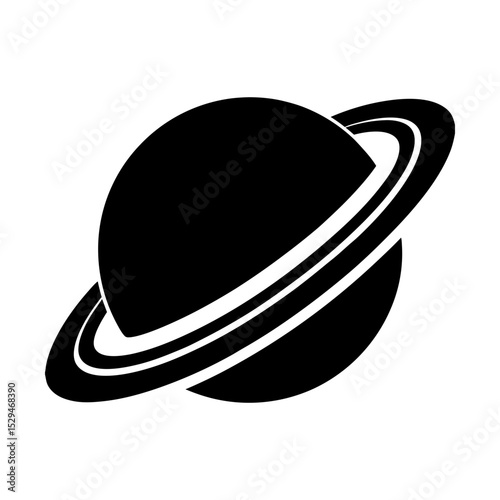 Saturn planet icon with prominent rings silhouette