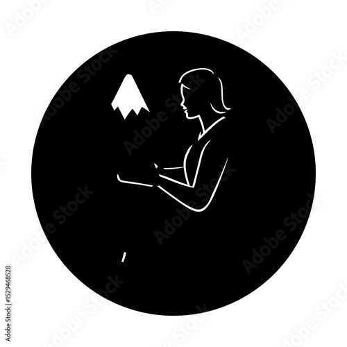 Woman silhouette with mountain design art