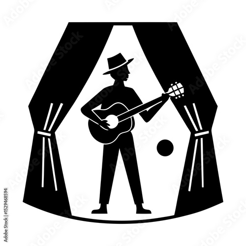 Silhouette musician stage guitar player