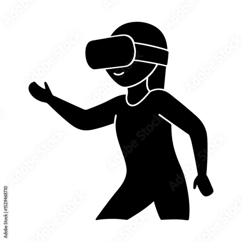 Woman using augmented reality technology silhouette