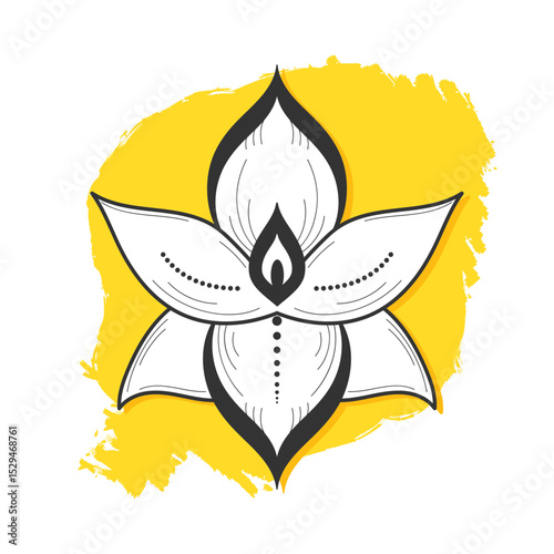 Hand drawn lotus water lily flower. Vector illustration