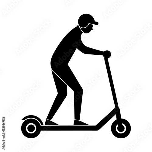 Person riding electric scooter transport silhouette
