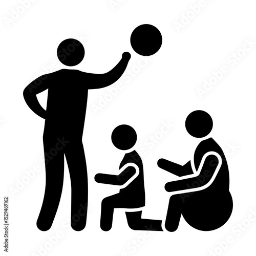 Family fun time together playing with ball silhouette
