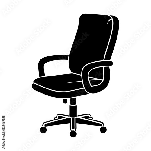 Office chair ergonomic swivel seat vector silhouette