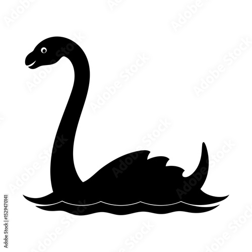 Loch ness monster mythical creature icon silhouette