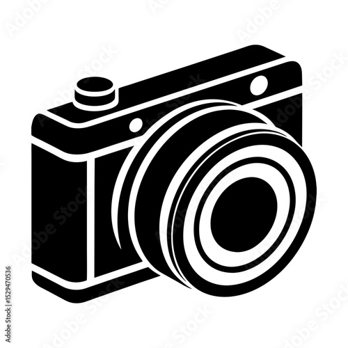 Retro camera photographic equipment icon silhouette