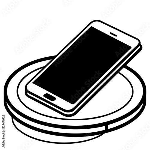 Wireless Charging Pad with Phone – Vector on White Background