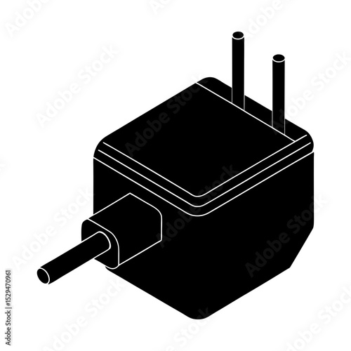 Electrical adapter power supply connector silhouette