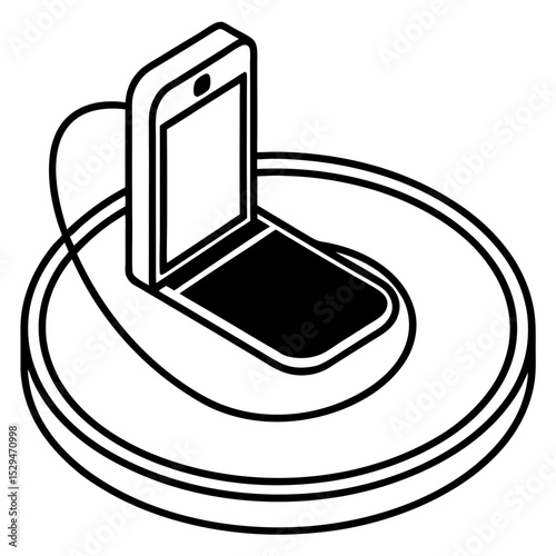 Wireless Charging Pad with Phone – Vector on White Background