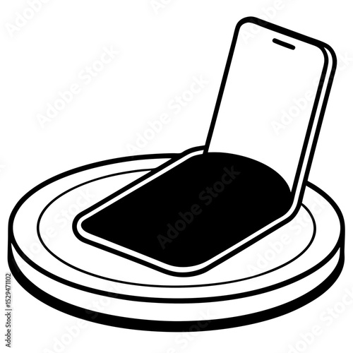 Wireless Charging Pad with Phone – Vector on White Background