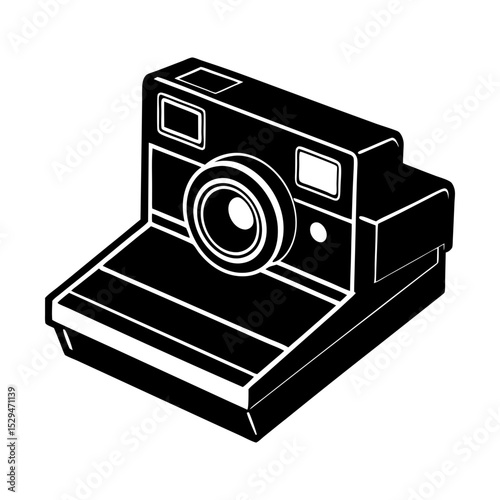 Retro instant camera photography device silhouette