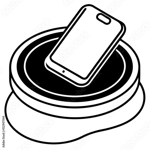Wireless Charging Pad with Phone – Vector on White Background
