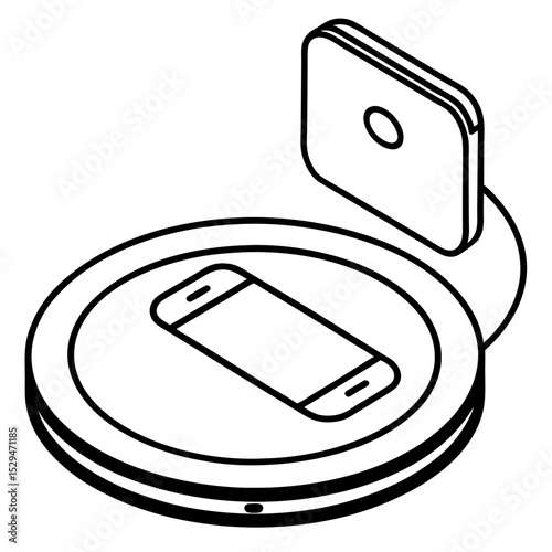 Wireless Charging Pad with Phone – Vector on White Background