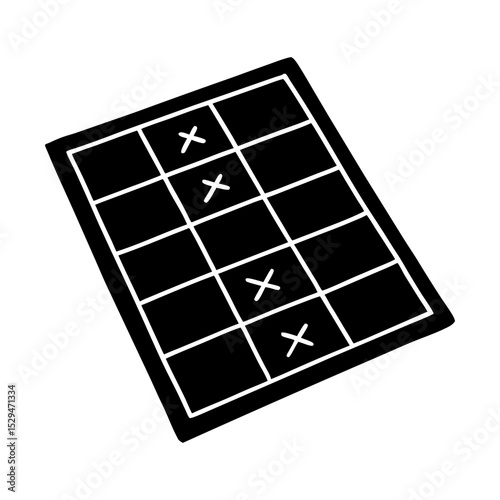 Tic tac toe game board with x marks icon silhouette
