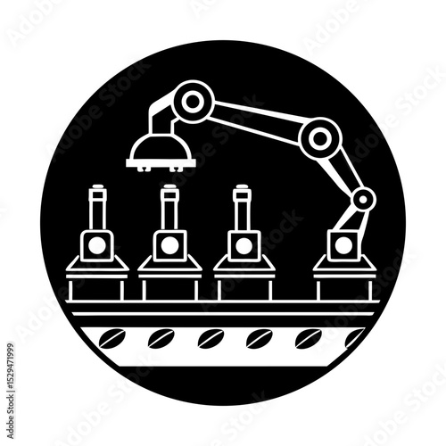 Automated production line robotic system silhouette