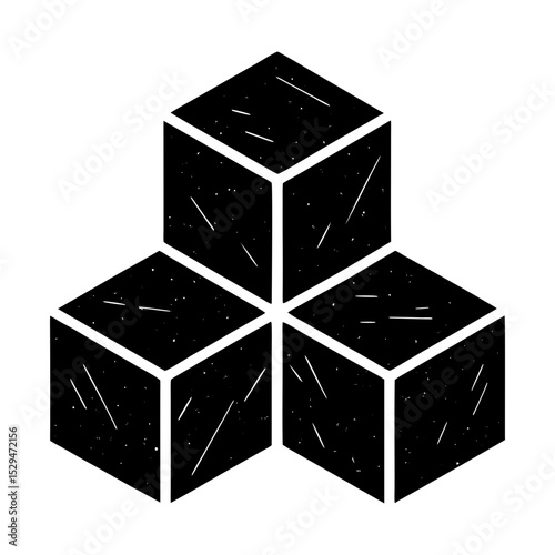 Three cubes stacked geometric arrangement silhouette
