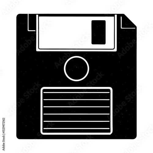 Floppy disk vector retro storage media icon silhouette