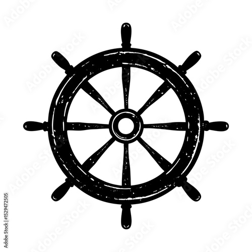 Vintage ship wheel nautical vector graphic silhouette