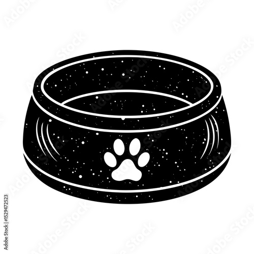 Pet bowl with paw print food water dish silhouette