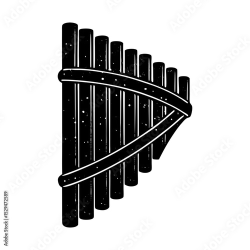 Panpipe musical instrument simple design silhouette
