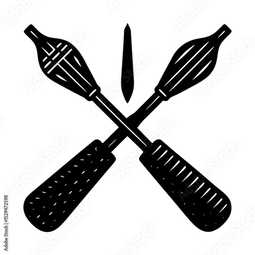 Vintage crossed soldering iron vector art silhouette