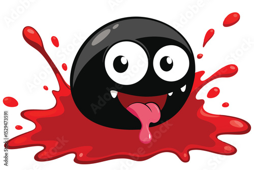 black blob, red tongue, open mouth, expressive eyes, splattered ink, liquid, dripping, abstract (1).eps