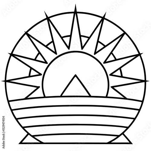 Solar Drift Line Art Vector