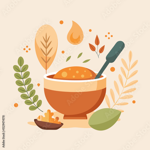 World Porridge Day Vector Illustration with Steaming Bowl of Oats and Spoon on White Background