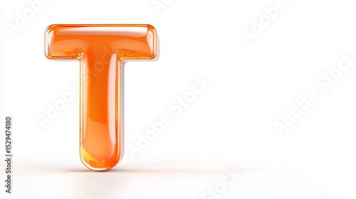 Glass letter t on white background stunning visual for modern design and typography