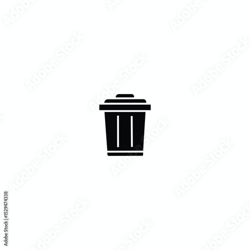 Minimalist Trash Can Icon – Black Garbage Bin Silhouette for UI, Web, and App Design