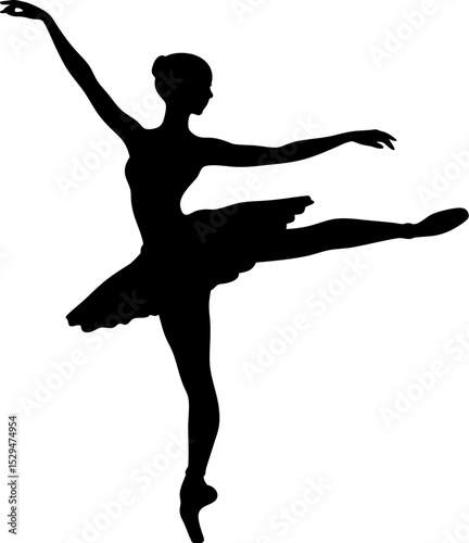 Ballet dancer silhouette isolated on transparent background