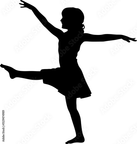 Girl dancer silhouette isolated on transparent background