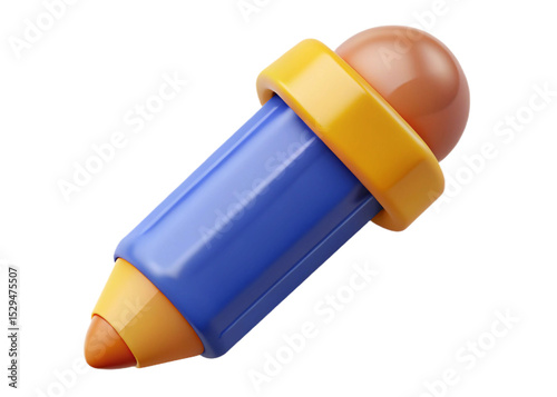 Plastic cartoon 3d icon of pencil