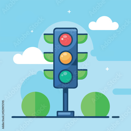 Green traffic light go signal on a street road with a clear sky