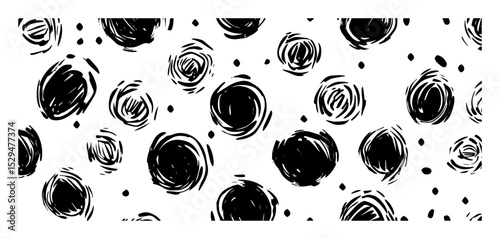 sketchy bold circle scribble seamless pattern