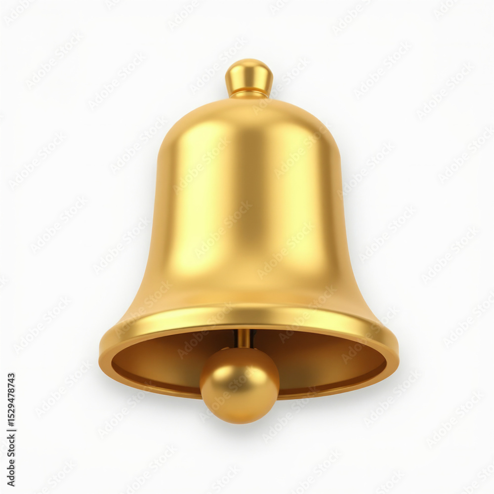 3D Shiny Gold Bell Emoji Icon with Clapper Inside Isolated on White Background 3D Shiny Gold Bell Emoji Icon with Clapper Inside Isolated on White Background