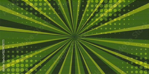 green comic sunburst effect background with halftone. Pop art comic-style vector background. vector