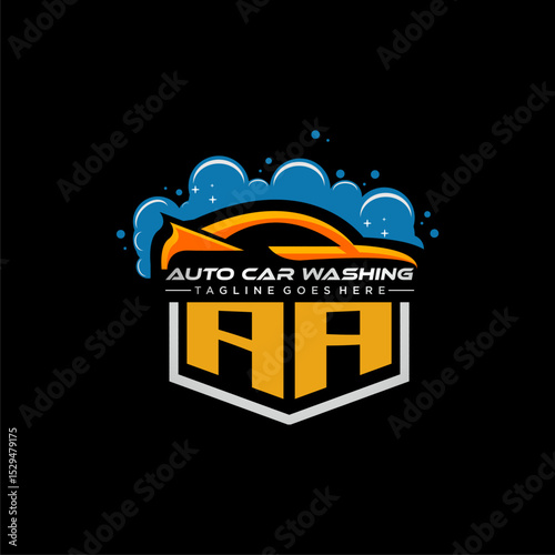 AA initial monogram for carwash with car clean image design vector