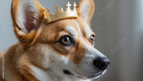 Regal Dog Portrait with Golden Crown