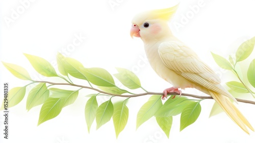 Vibrant yellow bird perched on tree branch in nature embrace