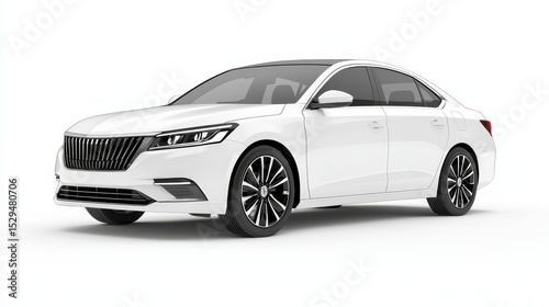 Striking white car on seamless white backdrop showcase of modern automotive design and elegance