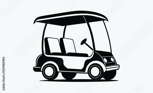 Golf cart icon, vehicle silhouette vector, transport illustration, electric buggy design, black shape graphic, golf cart icon 