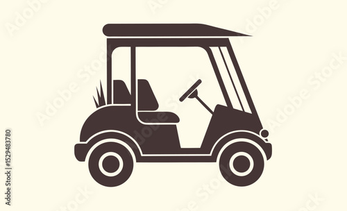 Golf cart icon, vehicle silhouette vector, transport illustration, electric buggy design, black shape graphic, golf cart icon 